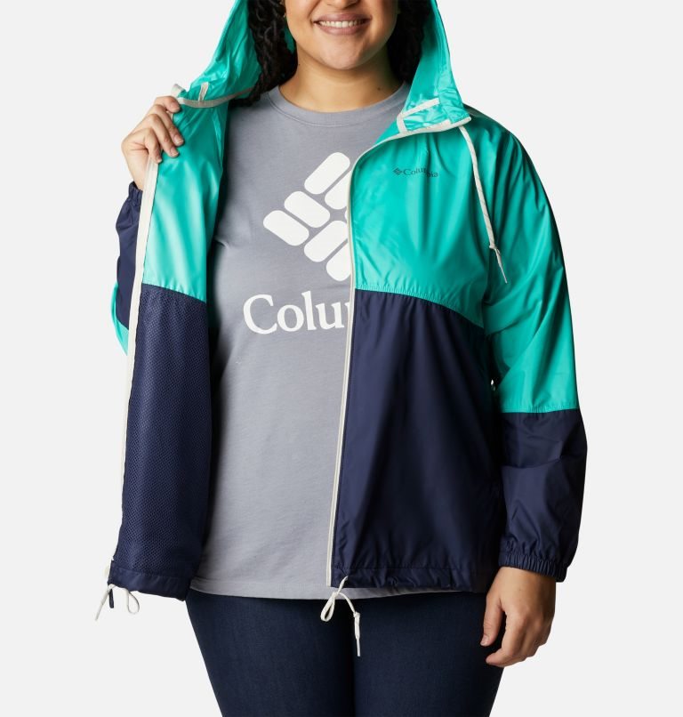 Women's Columbia Flash Forward Windbreaker Jackets Turquoise / Navy | Plus Size CA-W5L6C